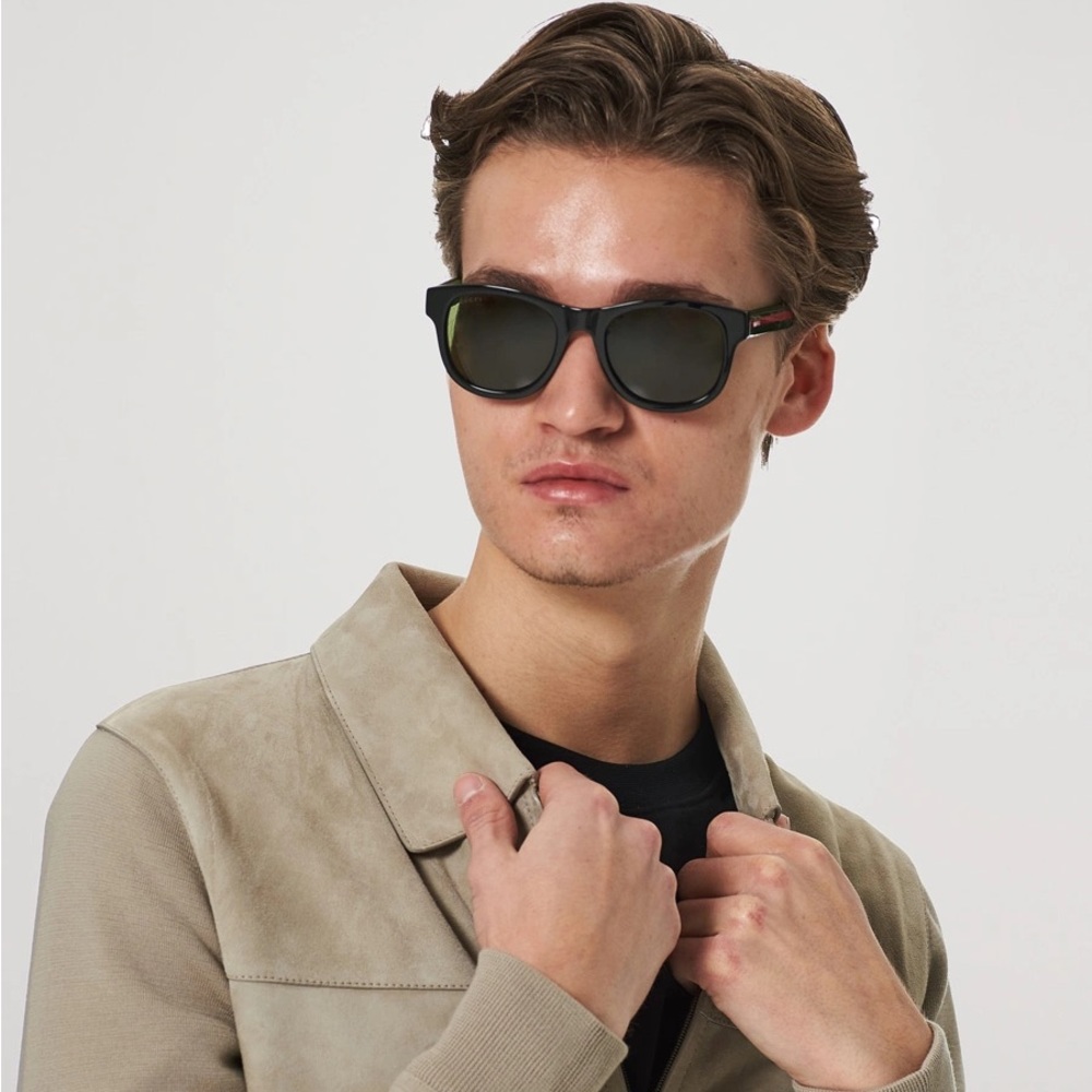 Gucci GG0003SN Men's Sunglasses, Brown/Grey GUCCI GG0003S 003